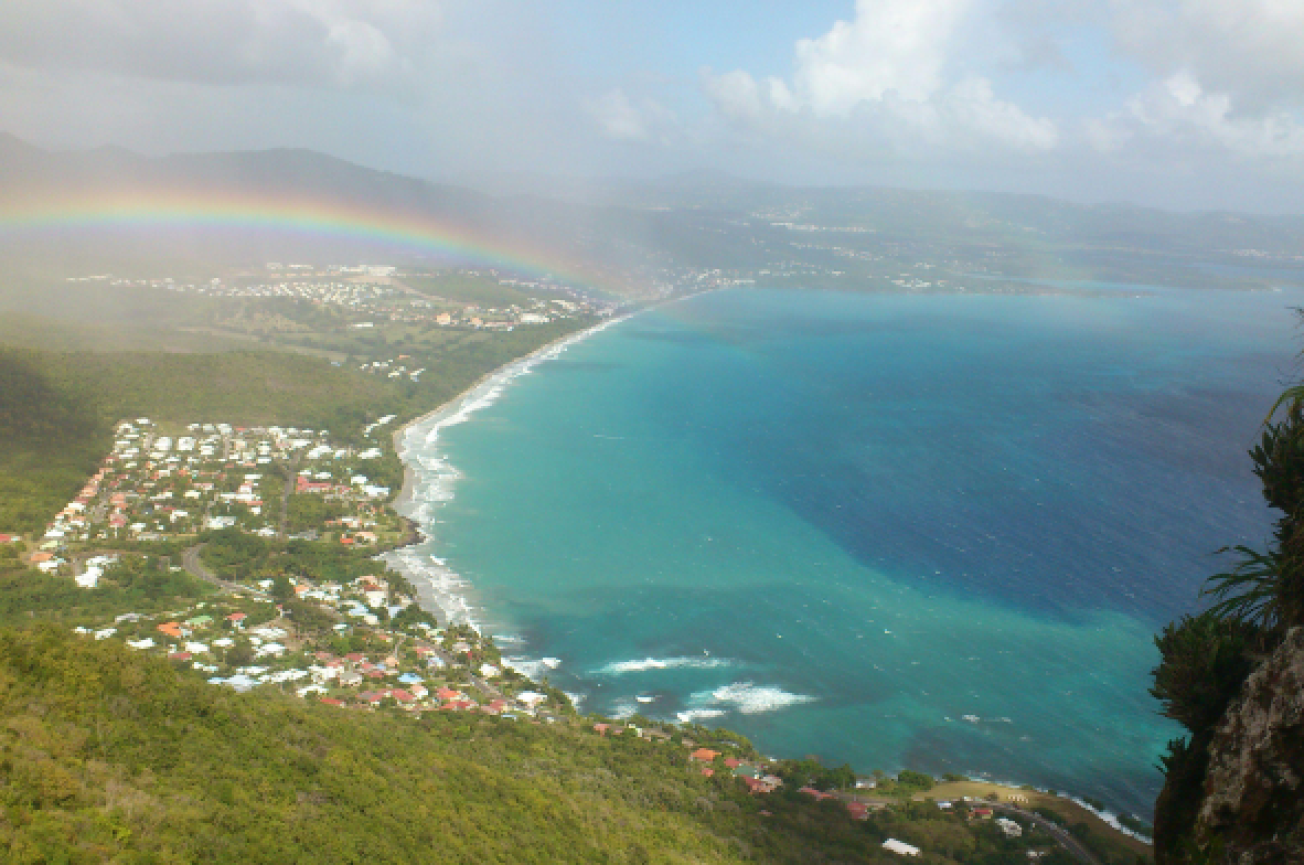 La plage de Dizac au Diamant vu depuis le Morne Larcher (2020)