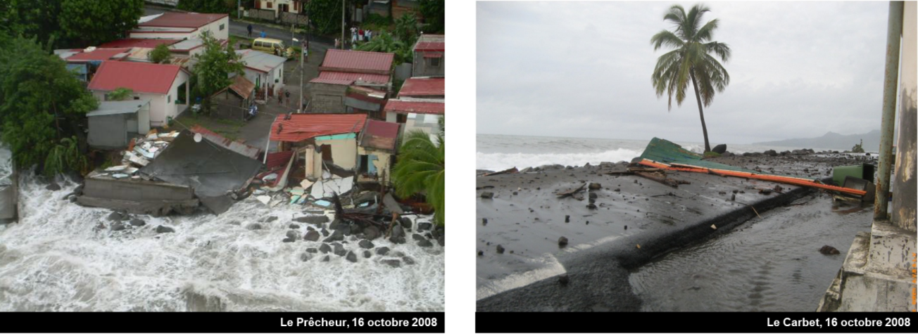 Episode de submersion marine pendant l’ouragan Omar en 2008
© BRGM - Benoit Vittecoq
 Episode de submersion marine pendant l’ouragan Omar en 2008