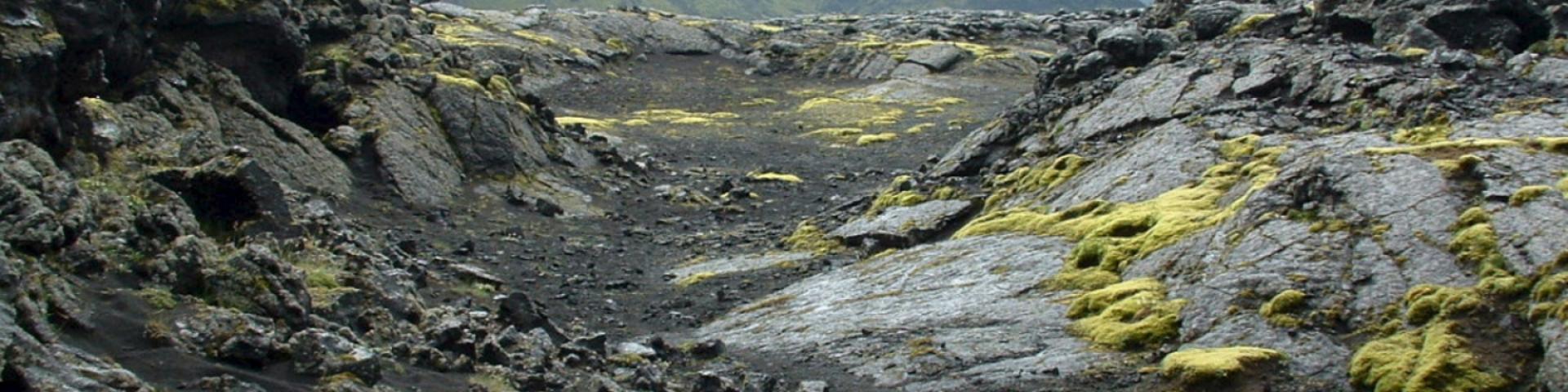 Cendres volcaniques et mousses, sur la route du mont Hekla (Hekla, Islande, 2007).
© BRGM - Alexandre Brugeron
Paysage lunaire d'Islande