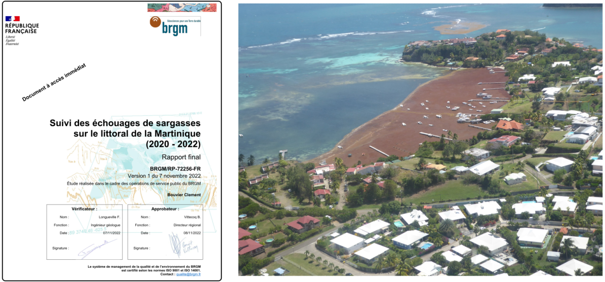 Suivi des échouages de sargasses sur le littoral de la Martinique (2020 - 2022).
© BRGM
Suivi sargasses Report