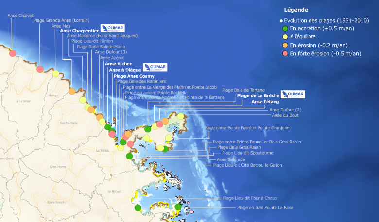 Cartographie de l'évolution des plages